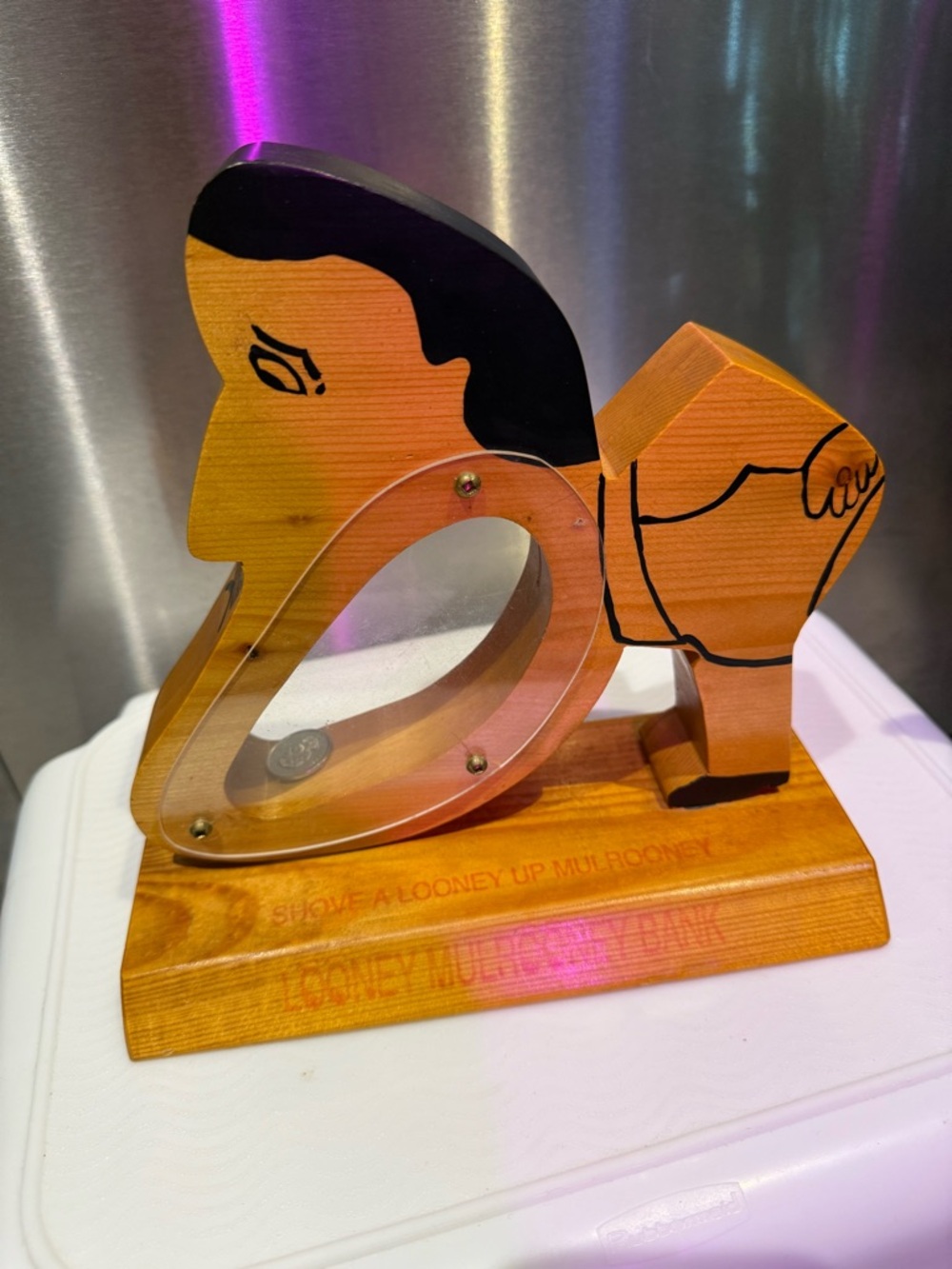 Vintage Wooden Novelty Looney Mulrooney Coin Bank